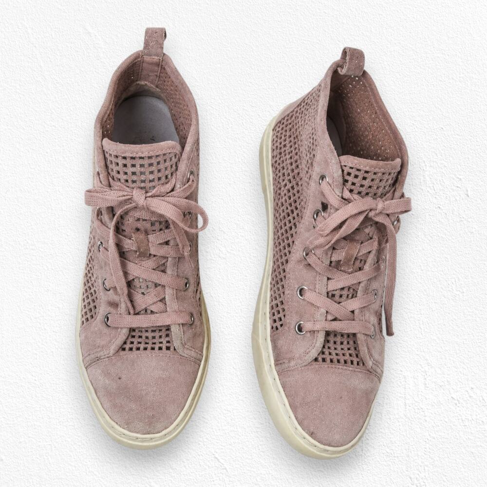 1.State Blush Pink Suede Perforated High Top Dulcia Sneakers Size 8 Casual Chic